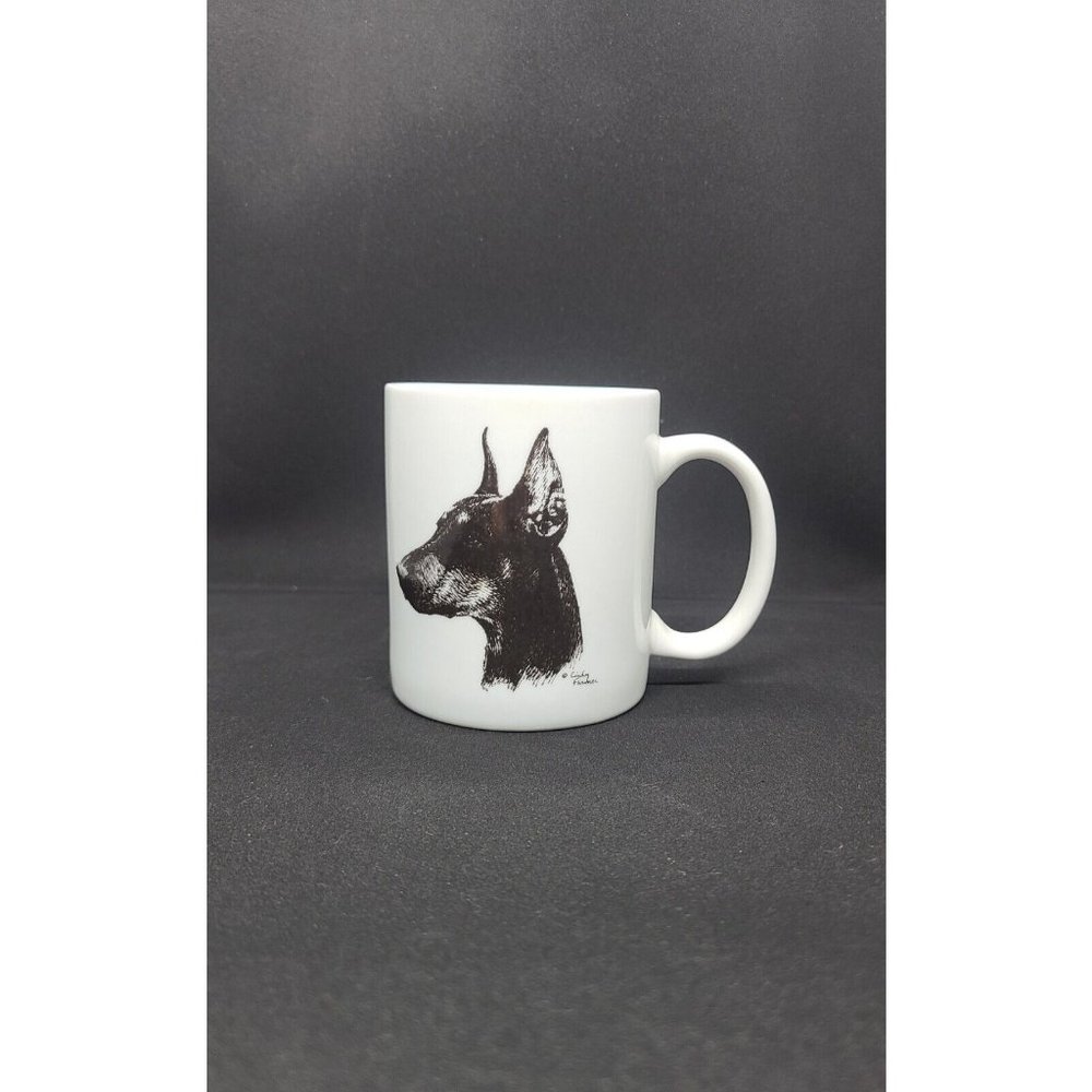 Dobermann Mug Rosalinde Hand Painted Porcelain 8 Oz Decorated In USA